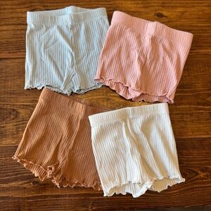 Little Co. | Ribbed Bike Shorts Set - Light Blue, Pink, Tan, Cream